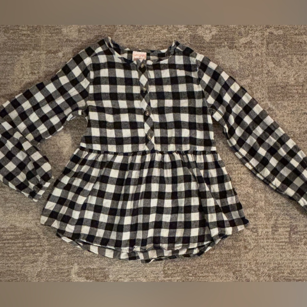 Jumping Beans Kids Black and White Plaid Button Down Shirt